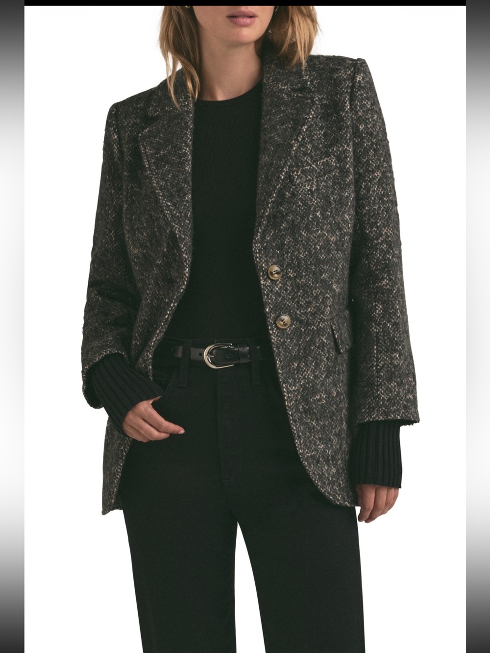 Favorite Daughter Charcoal Herringbone Blazer